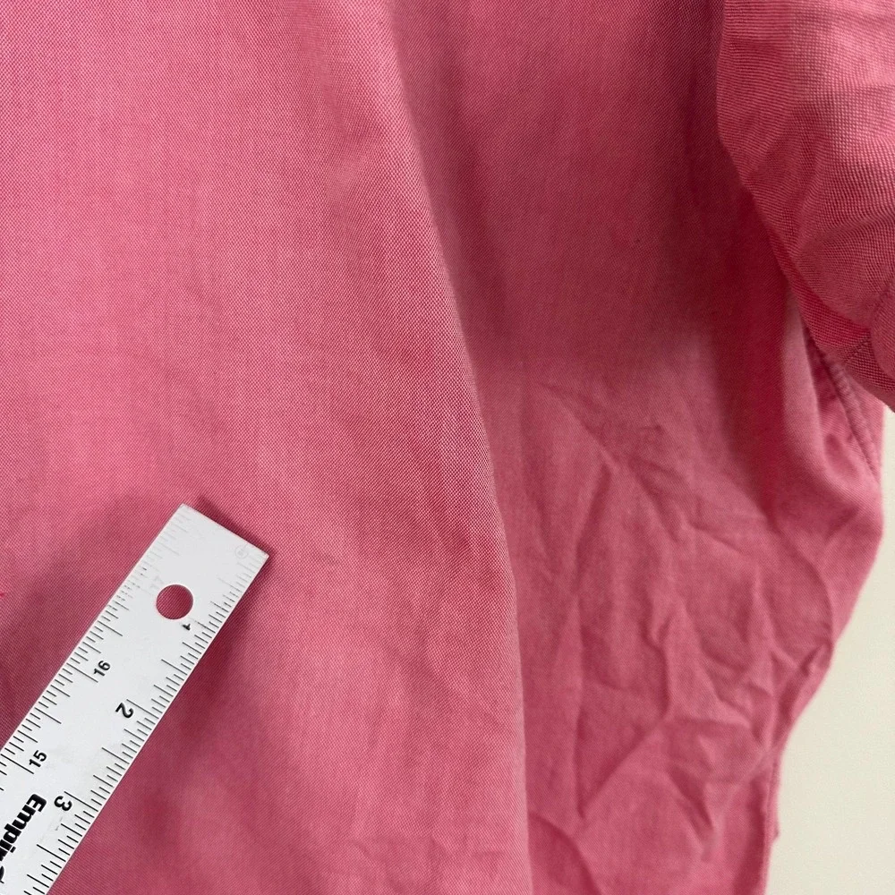 Ralph Lauren Chambray Oxford Shirt Pink Logo Short Sleeve Button Down Mens 3XB